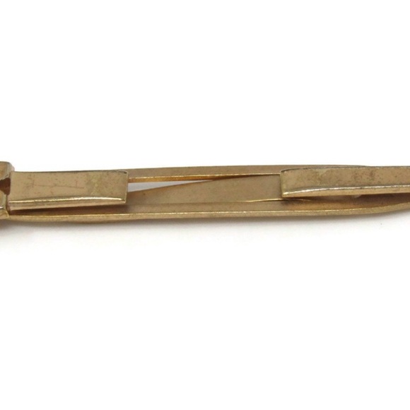 Letter R Sword Tie Clip Tie Bar signed Swank Vintage Gold Tone - Picture 4 of 5